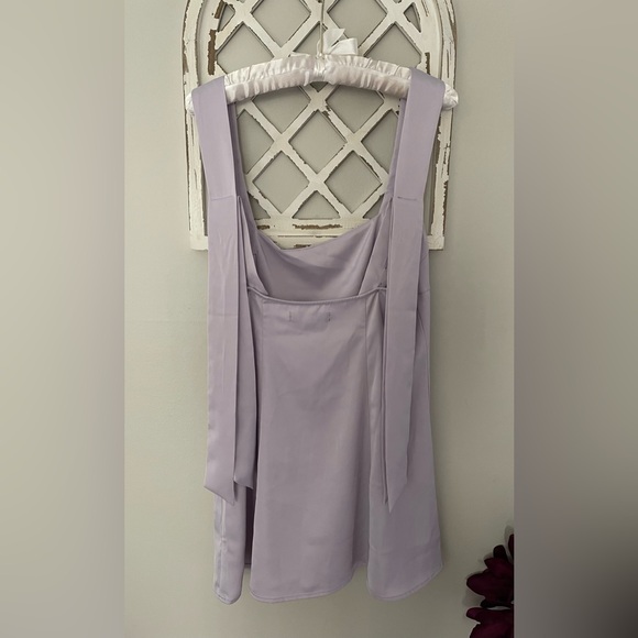 Urban Outfitters UO Bri Double Bow Satin Mini Dress In Lavender Size L - Picture 6 of 16
